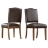 Set Of 2 Cobble Hill Nailhead Accent Dining Chair Wood Marbled Chocolate - Inspire Q: Rubberwood Frame, Bonded Leather