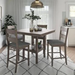 Tuscany Counter Height Dining Table Washed Gray - CorLiving