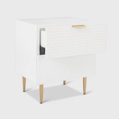 Jolie 2 Drawer Side Table White - Adore Decor 3 Jolie 2 Drawer Side Table White - Adore Decor - Image 3