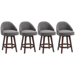 HOMCOM Bar Stools Set Of 4, Linen Fabric Kitchen Counter Stools With Nailhead Trim, Rubber Wood Legs And Footrest For Dining Room, Pub, Dark Gray 7 HOMCOM Bar Stools Set Of 4, Linen Fabric Kitchen Counter Stools With Nailhead Trim, Rubber Wood Legs And Footrest For Dining Room, Pub, Dark Gray -Baxton Studio Sale Shop GUEST ef408099 64c1 4c31 99c2 c3e586ed3fcd