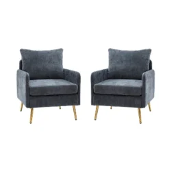 Set Of 2 Giovann Wooden Upholstered Accent Chair Comfy Armchair | Karat Home -Baxton Studio Sale Shop GUEST ef82d98e 42f9 42d6 926d 758fd414055c