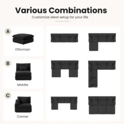 Modular Sectional Sleeper Sofa Bed, 160"U Shaped Modular Couch With Storage Ottoman, Down Filled Convertible Sofa,6 Seater Couch For Living Room -Baxton Studio Sale Shop GUEST efbf84b2 fc59 4953 9329 e083a3500063 1