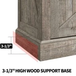 OKD 60-Inch Sliding Barn Door Wooden Farmhouse Highboy TV Table Stand Media Console Table With Adjustable Shelf And 150 Lb Capacity, Rustic Light Oak -Baxton Studio Sale Shop GUEST f0431ef3 197d 46a3 b9db 6ae5589dbc60