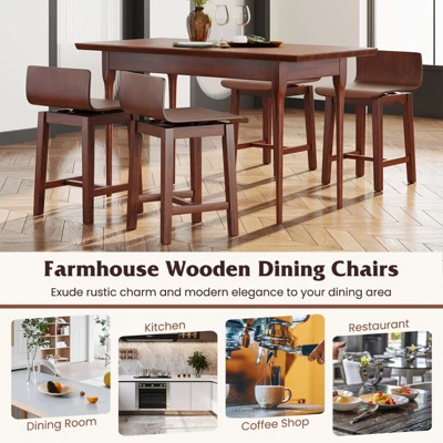 Tangkula Swivel Dining Chair Set Of 4 Farmhouse Wooden Kitchen Chairs Armless Side Chairs 6 Tangkula Swivel Dining Chair Set Of 4 Farmhouse Wooden Kitchen Chairs Armless Side Chairs - Image 6