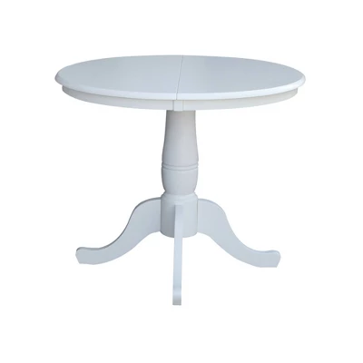 36" Kyle Round Top Pedestal Table With 12" Drop Leaf White - International Concepts 6 36" Kyle Round Top Pedestal Table With 12" Drop Leaf White - International Concepts - Image 6