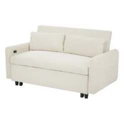 57.48" Convertible Sleeper Pull-out Sofa Bed Couch W/USB Ports, Two Throw Pillows For Living Room-- Frevyn 25 57.48" Convertible Sleeper Pull-out Sofa Bed Couch W/USB Ports, Two Throw Pillows For Living Room-- Frevyn -Baxton Studio Sale Shop GUEST f096c5d1 5e62 4152 9c15 9be43cedd4e5