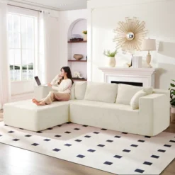 Mjkone 106'' Modern 2-Piece Corduroy Free Combination L-Shaped Sofa Deep Seat,Upholstered Chaise Sectional Sofas With Left Chaise -Baxton Studio Sale Shop GUEST f0c5107a b538 4b2e 9397 60a641dd3696