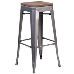 Merrick Lane Set Of 4 30 Inch Tall Clear Coated Gray Metal Bar Counter Stool With Textured Walnut Elm Wood Seat 19 Merrick Lane Set Of 4 30 Inch Tall Clear Coated Gray Metal Bar Counter Stool With Textured Walnut Elm Wood Seat -Baxton Studio Sale Shop GUEST f0dc797e fc97 41ee b19c 373da95f50da