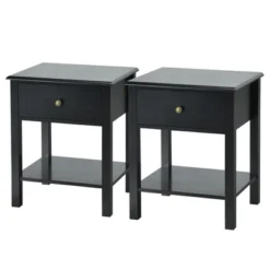 Costway 2PCS End Table Nightstand Storage Display Drawer Shelf Beside Table WhiteBlack -Baxton Studio Sale Shop GUEST f11c71ca 8955 46fd 89da 7e1aca7cafcf