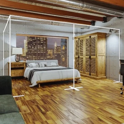 RoomDividersNow End2End Portable Alloy Steel Freestanding Stand, White 1 RoomDividersNow End2End Portable Alloy Steel Freestanding Stand, White