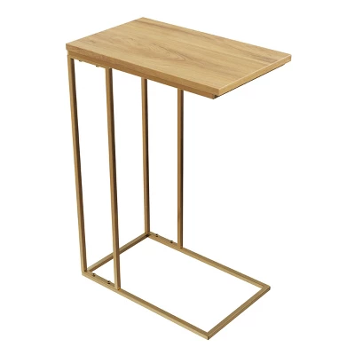 C-Shaped End Table - Mango Wood Side Table With Gold Iron Frame For Couch, Loveseat, Or Bed - Modern Living Room Furniture By Lavish Home 1 C-Shaped End Table - Mango Wood Side Table With Gold Iron Frame For Couch, Loveseat, Or Bed - Modern Living Room Furniture By Lavish Home
