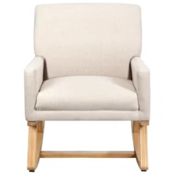 Costway Mid Century Rocking Chair Upholstered Armchair W/ Lumbar Support BeigeGray -Baxton Studio Sale Shop GUEST f2579e4f 08e5 4dee 8a0d 89c57ff1cf5e