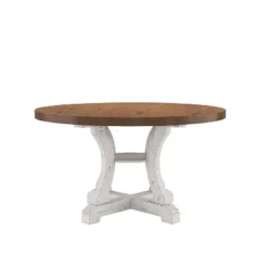 7pc Lexin Rustic Round Dining Table Set Distressed White/ Distressed Dark Oak - MiBasics -Baxton Studio Sale Shop GUEST f2a6ec8c e1da 4bd1 af76 7a34eb510de0