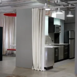 Room Dividers Now Tension Rod 8ft Tall X 10ft - 12ft 6in XXL - Stone White (With Curtains) -Baxton Studio Sale Shop GUEST f2d1cc98 53f2 4987 a9bf 4cc15bba555b