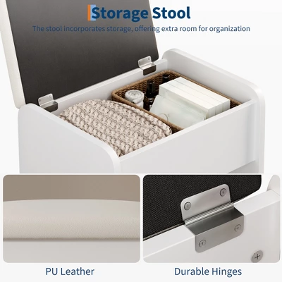 Arched Vanity Desk With Mirror And Lights, Makeup Vanity Table With 3 Drawers And 11 Storage Shelves, Large Dressing Table With Outlet 7 Arched Vanity Desk With Mirror And Lights, Makeup Vanity Table With 3 Drawers And 11 Storage Shelves, Large Dressing Table With Outlet - Image 7