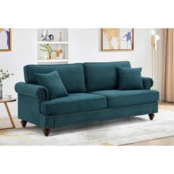 NicBex 82.09 Inch Chenille Sofa Couch,3-Seater Sofa With 2 Throw Pillows For Living Room,Bedroom,Office,Apartment