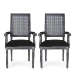Set Of 2 Maria French Country Wood And Cane Upholstered Dining Chairs - Christopher Knight Home -Baxton Studio Sale Shop GUEST f34a5f68 aeb5 4327 8486 74483f17b787
