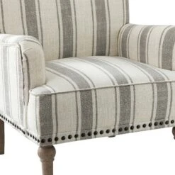 Venere Bedroom Wooden Upholstered Armchair With Nailhead Trim And Unique Stripe Design | ARTFUL LIVING DESIGN -Baxton Studio Sale Shop GUEST f35def05 7f79 4f39 abaf 181034300269