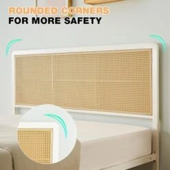 Whizmax Rattan Bed Frame With Led Light Headboard, Bohemian Style Cane Boho Bed Frames With Heavy Duty Steel Slat Support, No Box Spring Needed, White 12 Whizmax Rattan Bed Frame With Led Light Headboard, Bohemian Style Cane Boho Bed Frames With Heavy Duty Steel Slat Support, No Box Spring Needed, White -Baxton Studio Sale Shop GUEST f374ea28 10f7 4118 b88d e03bb0f890ce