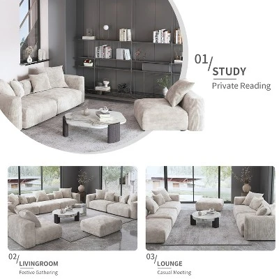 WJShome Modular Sectional Sofa Cloud Couch,Corduroy 141.73inch L Shaped Sofa With Chaise,Convertible Sleeper Sofa Couches 7 WJShome Modular Sectional Sofa Cloud Couch,Corduroy 141.73inch L Shaped Sofa With Chaise,Convertible Sleeper Sofa Couches - Image 7