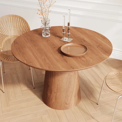 43.31" Round Dining Table, Modern Pedestal Dining Table, Leisure End Table For Living Room Dining Room Cafe Kitchen Small Space 2 43.31" Round Dining Table, Modern Pedestal Dining Table, Leisure End Table For Living Room Dining Room Cafe Kitchen Small Space - Image 2