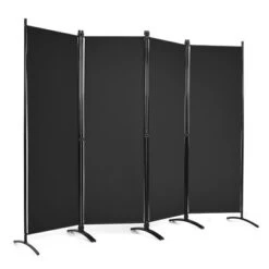 Costway 4-Panel 5.6ft Room Divider Folding Fabric Privacy Screen W/Steel Frame WhiteBlackBrown -Baxton Studio Sale Shop GUEST f3cc8e0c f8c8 494b 9194 9636481ed921