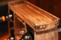 Vintiquewise Decorative Wooden 8 Bottle Rustic Wine Rack With Glasses Holder -Baxton Studio Sale Shop GUEST f3ee535f a427 49a6 85ea 4493396c9130