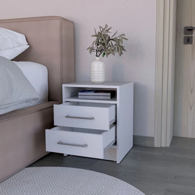 Kumasinova Modern 19.9" Night Stand With Drawers,Wood Nightstand With Open Shelf,Compact Bedside Table With Metal Handles For Bedroom 9 Kumasinova Modern 19.9" Night Stand With Drawers,Wood Nightstand With Open Shelf,Compact Bedside Table With Metal Handles For Bedroom - Image 9