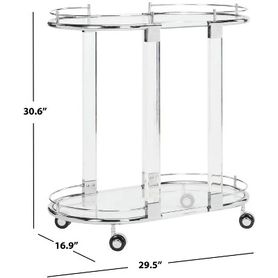 Lennon Acrylic Bar Trolley - Chrome - Safavieh 6 Lennon Acrylic Bar Trolley - Chrome - Safavieh - Image 6