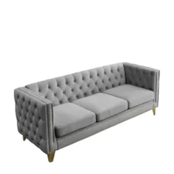 Living Room Modern Velvet Sofa With Button Tufted Square Arms And Metal Legs - ModernLuxe -Baxton Studio Sale Shop GUEST f4d85a38 ebb4 40c7 84e3 b9d472320ddd
