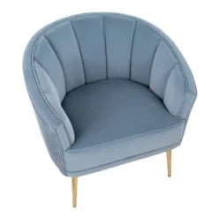 Tania Pleated Waves Accent Chair Light Blue/Gold - Lumisource -Baxton Studio Sale Shop GUEST f4f7785f ade3 468e 8e9a 5d4eb79016fa