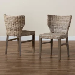2pc Enver Rattan And Wood Dining Chair Set Natural/Brown - Bali & Pari -Baxton Studio Sale Shop GUEST f4fdd20d eb99 421e ba5c 31d7d7abcb17