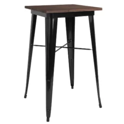 Merrick Lane Modern 23.5" Square Metal Table With Rustic Wood Top For Indoor Use -Baxton Studio Sale Shop GUEST f5183907 0876 46cf 9af1 705bf482611b