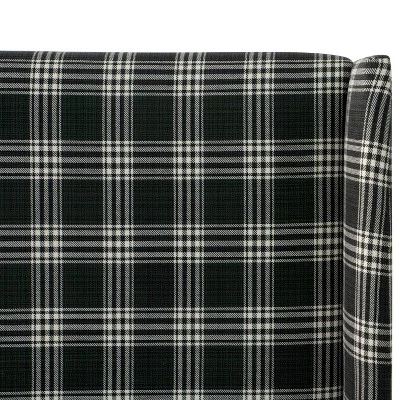 Wingback Headboard Barnegat Plaid Black Sea - Skyline Furniture 2 Wingback Headboard Barnegat Plaid Black Sea - Skyline Furniture - Image 2
