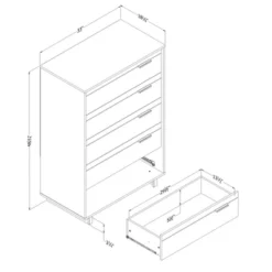 South Shore Fynn 5 Drawer Chest Gray Oak: Modern Design, Metal Pulls, Smooth Gliding Rails -Baxton Studio Sale Shop GUEST f53d76b7 73a6 459a 9bd7 6ccd5a683012