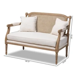 Clemence Upholstered Whitewashed Wood Sofa Loveseat Ivory/Oak - Baxton Studio -Baxton Studio Sale Shop GUEST f579c495 9777 491f 9c22 e470e3284691