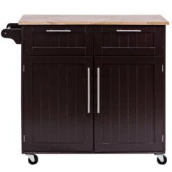 Costway Rolling Kitchen Cart Island Heavy Duty Storage Brown Trolley Cabinet Utility Modern 14 Costway Rolling Kitchen Cart Island Heavy Duty Storage Brown Trolley Cabinet Utility Modern -Baxton Studio Sale Shop GUEST f57b9b6b 7be7 45d5 9950 ac43e58b8293