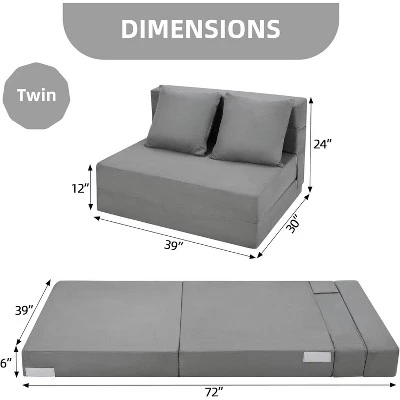 Olding Sofa Bed, Foldable Couch Bed With Pillow, Convertible Sleeper Chair Mattress, Futon Floor Couch With Memory Foam Washable Cover, Gray 2 Olding Sofa Bed, Foldable Couch Bed With Pillow, Convertible Sleeper Chair Mattress, Futon Floor Couch With Memory Foam Washable Cover, Gray - Image 2