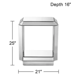 Studio 55D Modern Mirrored Rectangular Accent Side End Table 21" X 16" With Open Shelf Beveled For Living Room Bedroom Bedside -Baxton Studio Sale Shop GUEST f59feab3 17a8 4917 9275 77beacc5bcc8