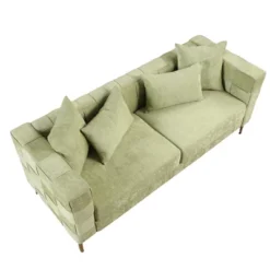 80.5" Modern Upholstered Sofa With Golden Metal Legs And 4 Pillows-ModernLuxe -Baxton Studio Sale Shop GUEST f6406d2c 2e24 48f7 8a1a fb262c78d0f4