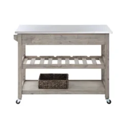 Montana Kitchen Island With Stainless Steel TopLight Barnwood Wire Brush - Boraam -Baxton Studio Sale Shop GUEST f676ef5d afdb 47ad 9d3d b58aa40c9094