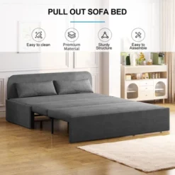 Mjkone Queen Size Pull Out Sofa Bed, 2-in-1 Modern Pull Out Linen Sleeper Sofa Couch -Baxton Studio Sale Shop GUEST f6a22a68 2ed5 45cb be98 4687b36780d5