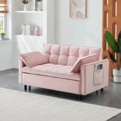 SKRAN Convertible Sleeper Sofa Bed LoveSeat Casual Couch Velvet Sofa, With Pull-Out Bed And Adjustable Backrest For Home Apartment Living Room -Baxton Studio Sale Shop GUEST f70768d7 4dbc 4119 b045 a376441fcdea