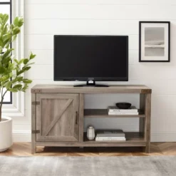 Clarabelle Rustic Industrial Barn Door TV Stand For TVs Up To 50" - Saracina Home -Baxton Studio Sale Shop GUEST f721af0b a16e 4402 99a5 31573d83d0c5