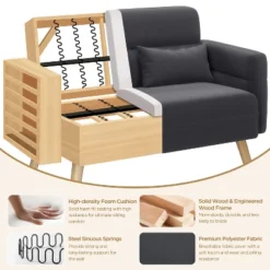 Yaheetech 46inch Fabric Loveseat Sofa With Lumbar Pillow For Office, Bedroom 13 Yaheetech 46inch Fabric Loveseat Sofa With Lumbar Pillow For Office, Bedroom -Baxton Studio Sale Shop GUEST f728800c 9115 4462 9eb2 97e6c5480f8e