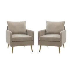 Set Of 2 Giovann Wooden Upholstered Accent Chair Comfy Armchair | Karat Home -Baxton Studio Sale Shop GUEST f7e80b5e dde4 49e8 9614 e9942da1fb7f