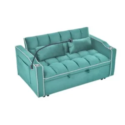 CAVINAS Velvet Pull-Out Sofa Bed, Versatile Foldable Sofa, Modern Loveseat Sofa With Usb Port/Ashtray/Swivel Phone Stand, Sleeper Sofa Couch -Baxton Studio Sale Shop GUEST f80b32ba 79a7 47a5 9808 f1e53ef54bfd