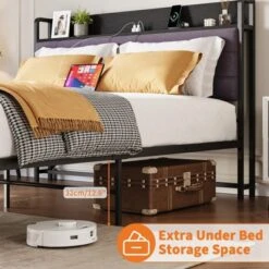 Full Bed Frame With Headboard And Storage, Heavy Duty Bed Frames With 2 Storage Drawers, Black Bedframe With Charging Station, No Box Spring Needed 10 Full Bed Frame With Headboard And Storage, Heavy Duty Bed Frames With 2 Storage Drawers, Black Bedframe With Charging Station, No Box Spring Needed -Baxton Studio Sale Shop GUEST f811eb59 ed43 4585 bfbd 03264d413d0d