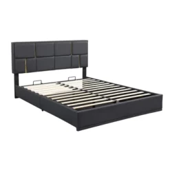 2-Pieces Bedroom Sets,Queen Size Upholstered Platform Bed With Hydraulic Storage System,Storage Ottoman With Metal Legs -Baxton Studio Sale Shop GUEST f8165389 8d75 4600 90ab 94fb2c390999