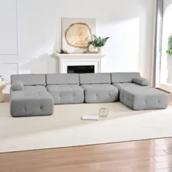 Mjkone U-Shaped Velvet Modular Sectional Sofa With Free Combination Ottoman,Convertible 4-Seater Sofa With Rivet Trim 35 Mjkone U-Shaped Velvet Modular Sectional Sofa With Free Combination Ottoman,Convertible 4-Seater Sofa With Rivet Trim -Baxton Studio Sale Shop GUEST f82eb769 ff5b 4502 9ed3 91957b11bafb